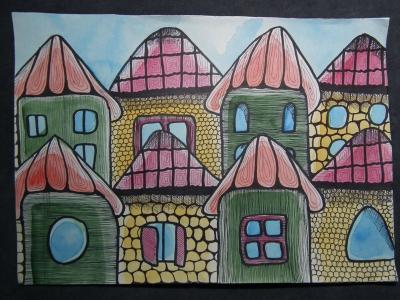 Paveikslas "Miestas. Namai namučiai"